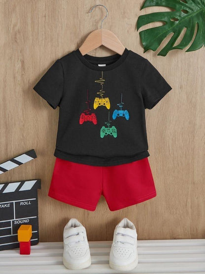 Boy’s Jersey Printed T-Shirt & Shorts Set - Kids Bazar