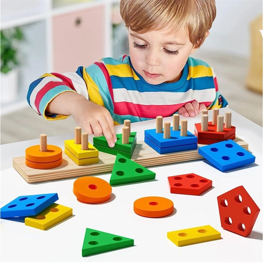 Wooden Puzzle Shape Sorter Toy For Kids - Kids Bazar