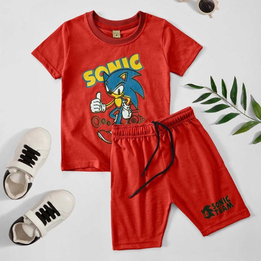 2 Pcs Jersey Printed T-Shirt & Short Set - Kids Bazar