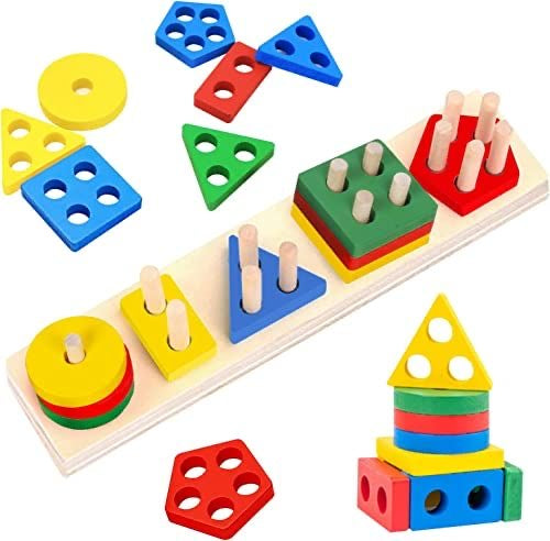 Wooden Puzzle Shape Sorter Toy For Kids - Kids Bazar