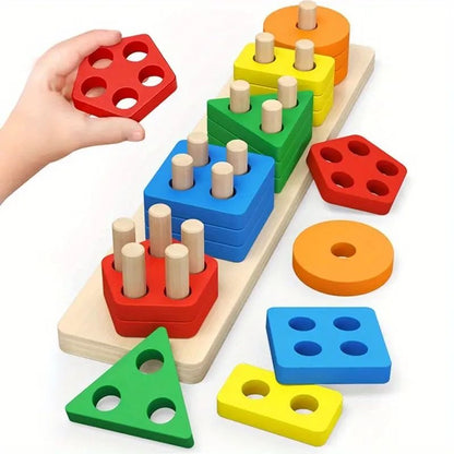 Wooden Puzzle Shape Sorter Toy For Kids - Kids Bazar