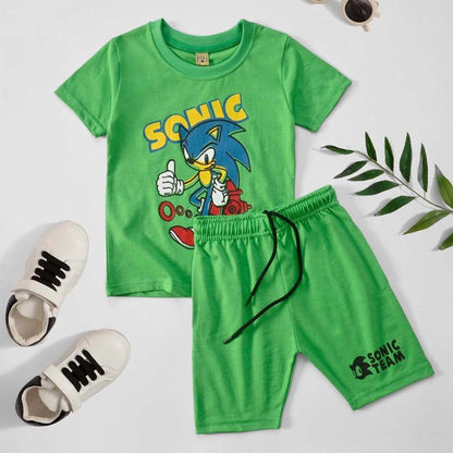 2 Pcs Jersey Printed T-Shirt & Short Set - Kids Bazar