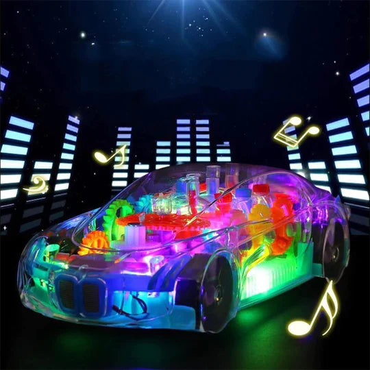 KB - Transparent Mechanical Concept Colorful Lights Car Toy With Music - Kids Bazar