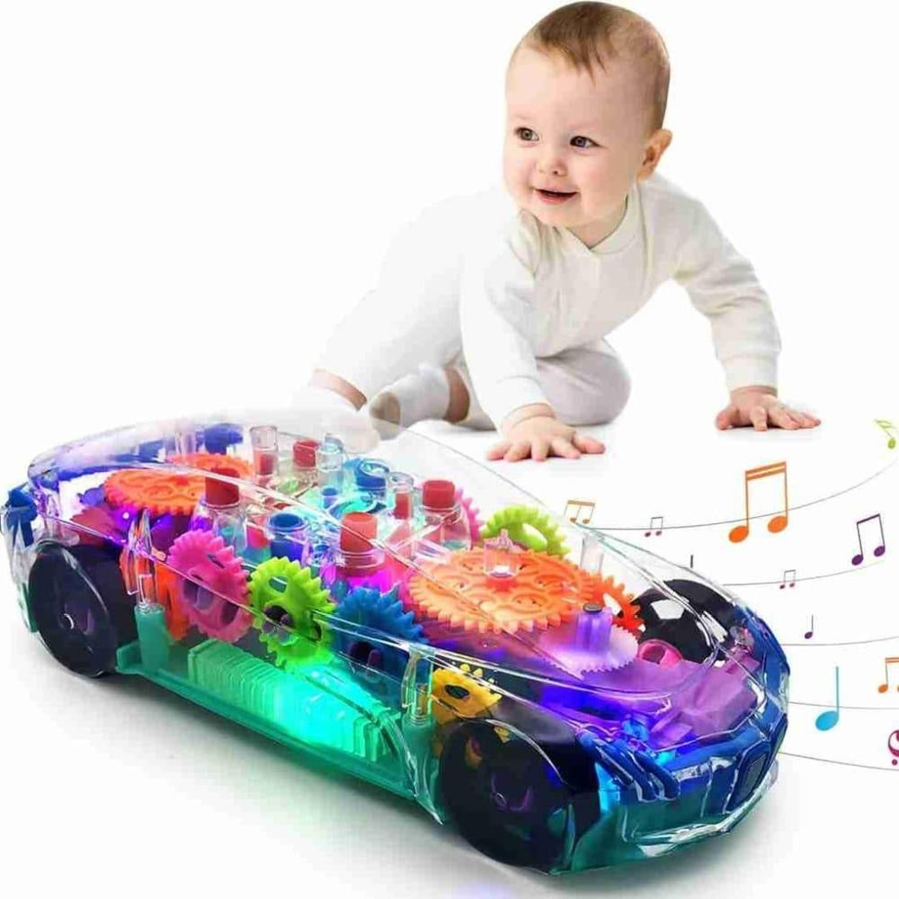 KB - Transparent Mechanical Concept Colorful Lights Car Toy With Music - Kids Bazar