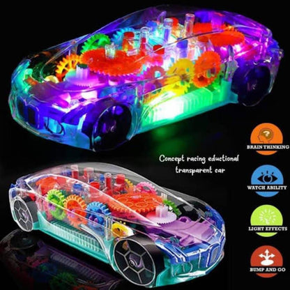 KB - Transparent Mechanical Concept Colorful Lights Car Toy With Music - Kids Bazar