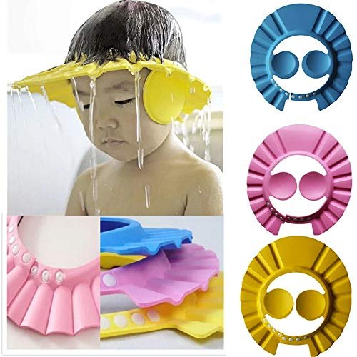 KB-Adjustable Baby Shower Cap With Ear Protector (random Color) - Kids Bazar