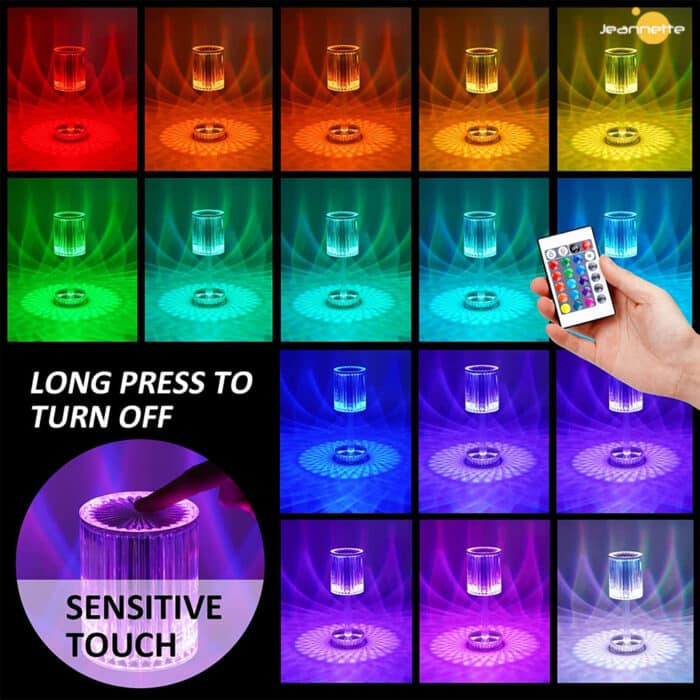 KB-Crystal Diamond Table Lamp Touch Control RGB Color Light - Kids Bazar