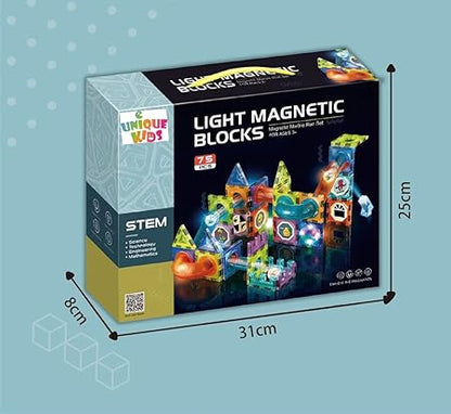 Unique Kids Light Magnetic Tiles Building Blocks, 3d Educational Toys (56 Pcs)