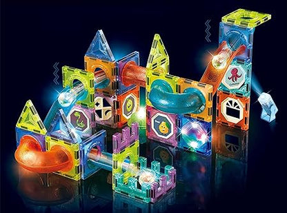 Unique Kids Light Magnetic Tiles Building Blocks, 3d Educational Toys (56 Pcs)